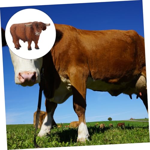 HEALSOPTHY Realistisches Highland Cattle Modell Cattle Adornment Tierfigur Langlebig Umweltfreundlich Pädagogisch Praktisch für Wohnkultur Desktop Dekoration von HEALSOPTHY