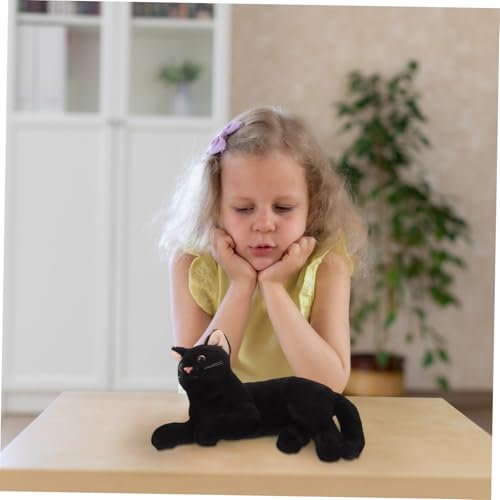 HEALSOPTHY Realistisches Schwarzes Katzenplüschtier Weiches Kuscheliges Stofftier mit Lebensechten Details Handgefertigt Plüschiges Halloween Dekokissen und Süßes Schmusekissen für von HEALSOPTHY