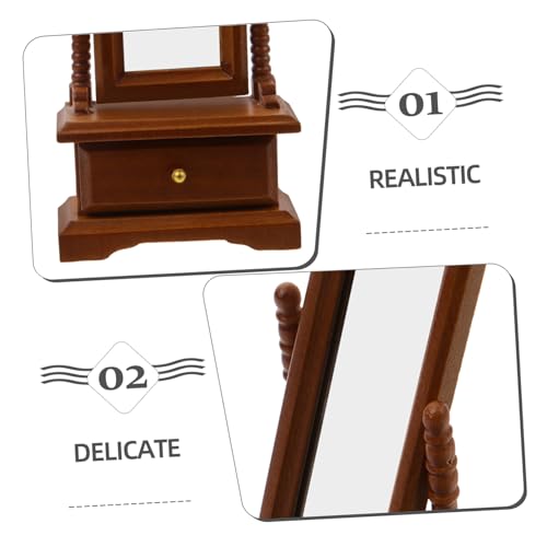 HEALSOPTHY Retro Holz Modell Kleiner Schminkspiegel Dekoration für Miniaturmöbel Basteln und Rollenspiel von HEALSOPTHY