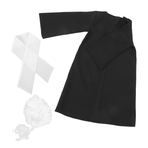 HEALSOPTHY Richterkostüm mit Perücke Rollenspiel Anwaltsoutfit für Jungen Karneval Halloween Kostüm Empfohlen für Körpergröße von HEALSOPTHY
