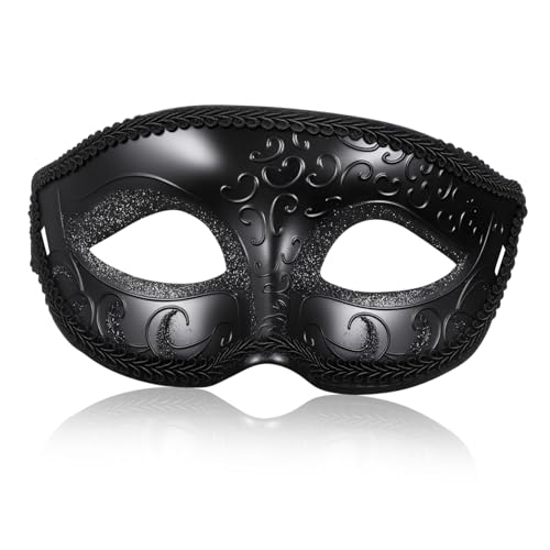 HEALSOPTHY Schwarze Masquerade Maske aus Stabilem Kunststoff für Halloween Karneval Maskenball und Cosplay Partys Stilvolles Kostüm Accessoire für Damen und Herren von HEALSOPTHY
