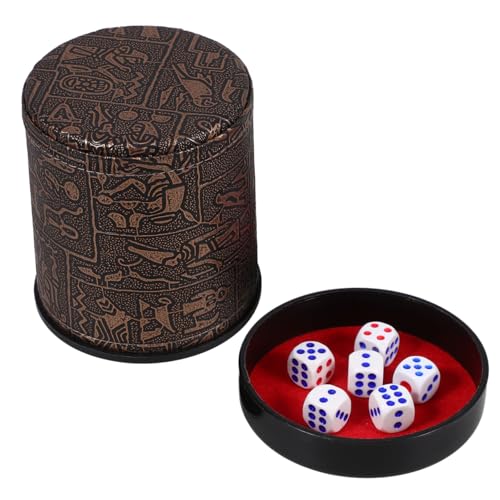 HEALSOPTHY Silent Würfelbecher mit Würfeln und Samtbezug Schalldämpfender Lederwürfelbecher mit Sockel für Ktv Bar und Party Tischspiele Langlebig und Leicht zu Reinigen von HEALSOPTHY