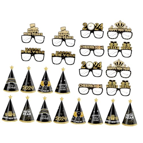 HEALSOPTHY Silvester Partybrillen und Papierhüte Schwarz-gold Neujahrsaccessoires für Erwachsene Fotorequisiten für Neujahrsfeier HEALSOPTHY Silvester Partybrillen und Papierhüte Schwarz-gold Neujahrsaccessoires für Erwachsene Fotorequisiten für Neujahrsfeier von HEALSOPTHY