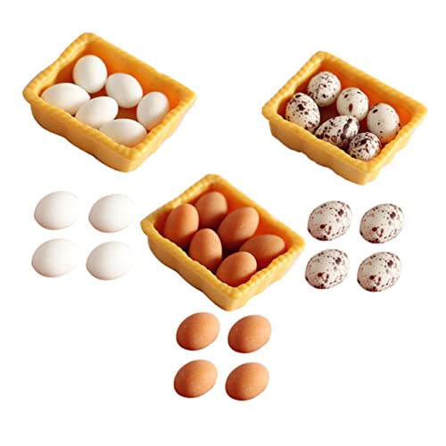 HEALSOPTHY Simulation Mini Eier Box mit Realistischen Mini Eiern Weiß und Gefleckt Puppenhaus Deko Küchenzubehör Miniatur Haushalt Requisiten und Basteln von HEALSOPTHY