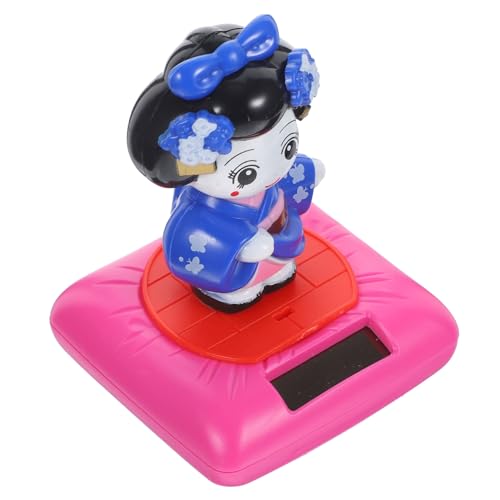 HEALSOPTHY Solar Betriebene Kimono Puppe mit Wackelndem Kopf Kleine Dekorative Figur Lebensecht und Detailreich Geeignet als Auto Büro und Wohnraumdekoration Farblich Abgestimmte Stehende von HEALSOPTHY