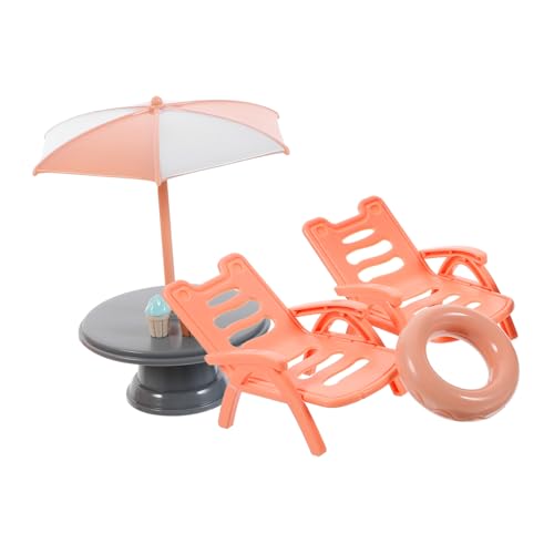 HEALSOPTHY Strandkorb-Set sandspielzeug strandspielzeug Strandtischmodell Strandstuhl strandspielzeug set Hüpfbälle für Party Strandkorb-Modell Miniatur-Hausmöbel Abs von HEALSOPTHY