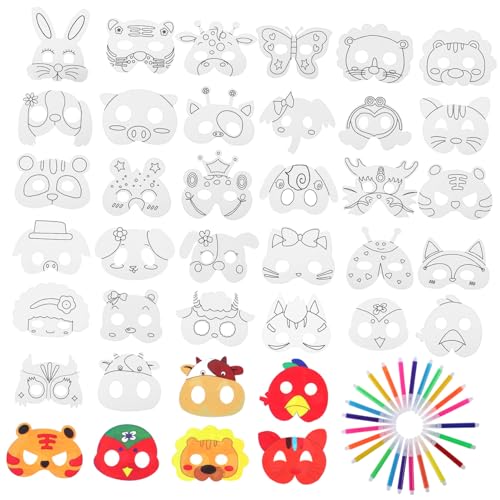 HEALSOPTHY Teiliges DIY Masken mit Verschiedenen Tiermotiven Farben Aquarellstifte Elastischem Band Unbemalte Papiermasken zum Bemalen für Party Cosplay Halloween Maskenball HEALSOPTHY Teiliges DIY Masken mit Verschiedenen Tiermotiven Farben Aquarellstifte Elastischem Band Unbemalte Papiermasken zum Bemalen für Party Cosplay Halloween Maskenball von HEALSOPTHY