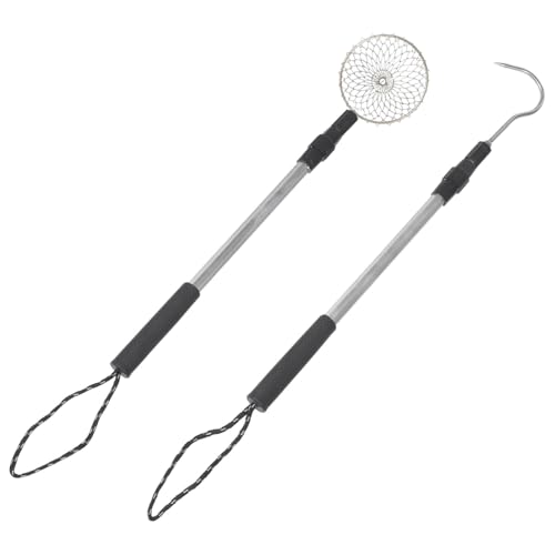 HEALSOPTHY Teiliges Sand Sieb aus Aluminiumlegierung mit Teleskopgriff und Großem Verzinktem Eislöffel Tragbare Strand Schaufel mit Abnehmbarem Haken zum Sammeln von Muscheln Geeignet für von HEALSOPTHY