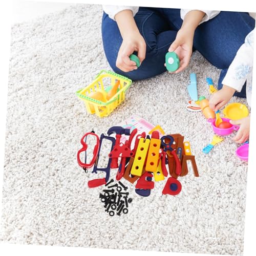 HEALSOPTHY Teiliges Werkzeugspielzeug Set aus Stabilem Kunststoff Pädagogisches Reparaturspielzeug für Kleinkinder Fördert Hand Auge koordination Logisches Denken und Kreativität von HEALSOPTHY