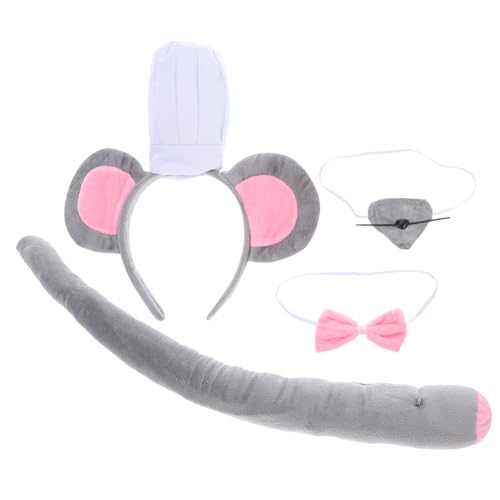 HEALSOPTHY Tierkostüm Mäuseohren Haarreif Set mit Schleife und Weiches Teiliges Rattenkostüm für Mädchen Karneval Halloween Party Cosplay von HEALSOPTHY