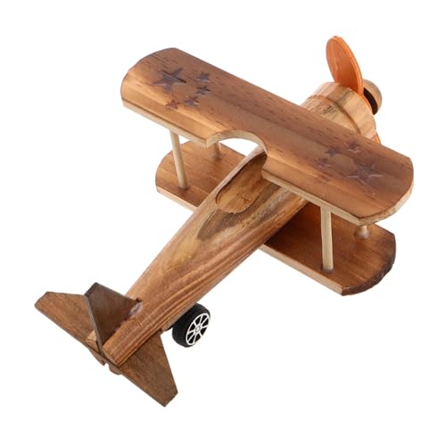 HEALSOPTHY Vintage Holzflugzeug Modell Holzspielzeug Retro Flugzeugfigur Kinderzimmer Büro Dekoration Robust und Kindersicher von HEALSOPTHY