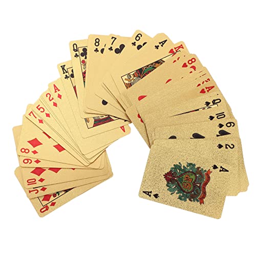 HEALSOPTHY Wasserdichtes Poker Kartenspiel Goldfarbenes PVC Deck Spielkarten Für Party Reise Portable Bruchfest Leicht Transportierbar von HEALSOPTHY