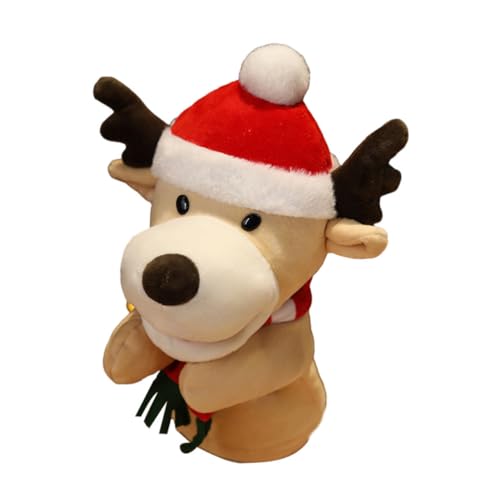 HEALSOPTHY Weihnachtliche Handpuppe Plüsch Rentier Fingerpuppe Kuscheltier Weicher Kreatives Lernspielzeug Eltern Junge Mädchen Interaktiv von HEALSOPTHY