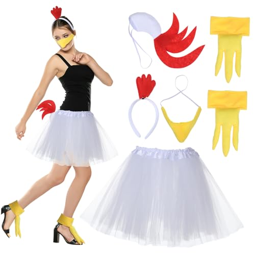 HEALSOPTHY Weißes Huhn Kostüm Set Teilig mit Federstirnband und Tutu Rock Vielseitiges Chick Cosplay Zubehör für Fasching Osterparty und Karneval Auffälliges Federkostüm für Erwachsene HEALSOPTHY Weißes Huhn Kostüm Set Teilig mit Federstirnband und Tutu Rock Vielseitiges Chick Cosplay Zubehör für Fasching Osterparty und Karneval Auffälliges Federkostüm für Erwachsene von HEALSOPTHY