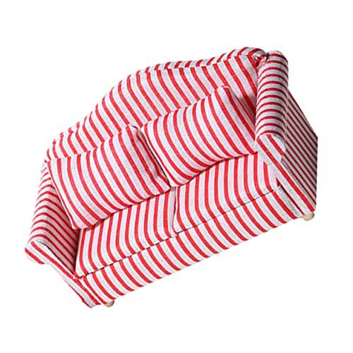 HEALSOPTHY Wohnzimmer Sofagarnitur Mikrolandschaft Mini Möbel Schmuck Mikro-Sofa Mini-möbelmodell Mini-Streifen-Sofa Mini-basteldekoration Miniatur-Sofa- Dorf Hu Tongmu Stripe von HEALSOPTHY