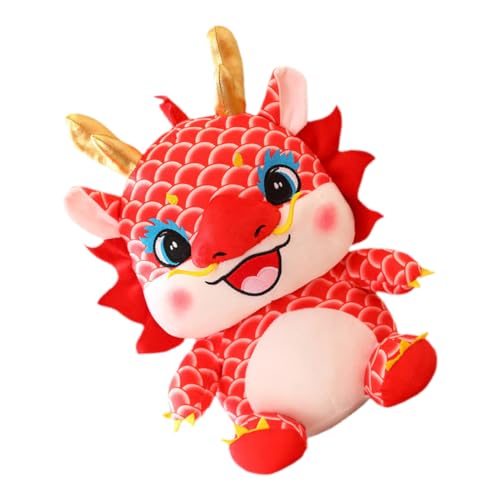 HEALSOPTHY chinesische neujahrsdekoration neujahrsgeschenke Drachen Plüschspielzeug neujahrs Neujahrsdrache Stofftier süße Kuscheltiere Drachen-Plüschtier PP Baumwolle rot von HEALSOPTHY