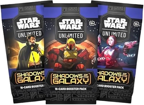 3X Star Wars: Unlimited Booster – Shadows of The Galaxy - 3 Booster - mit je 9 Karten - ENGLISCH + Heartforcards® Versandschutz von HEART FOR CARDS