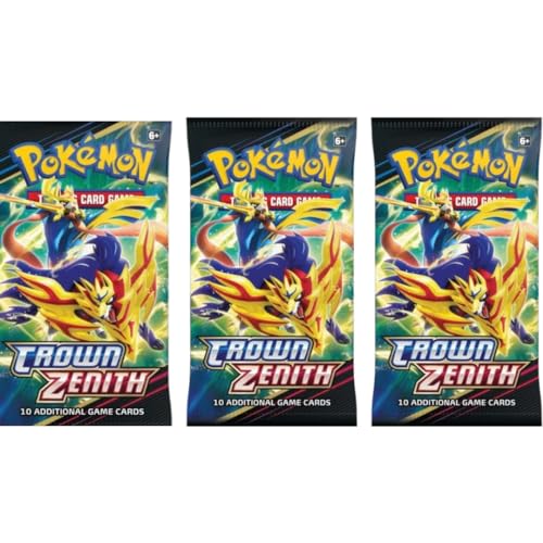 3er Pokeman Booster Set - 3X Crown Zenith Booster - mit 10 Karten pro Booster - Englisch Heartforcards® Versandschutz von HEART FOR CARDS
