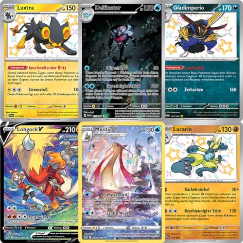 6 zufällige Trainergalerie-/Strahlende Pokemankarten - perfektes Überraschungspaket aus seltenen Karten - einzigartige Designs + Heartforcards® Versandschutz von HEART FOR CARDS