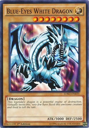 Blue-Eyes White Dragon LDK2-ENK01 - Version 2 - Common - Sammlerstück Einzelkarten + Heartforcards® Versandschutz von HEART FOR CARDS