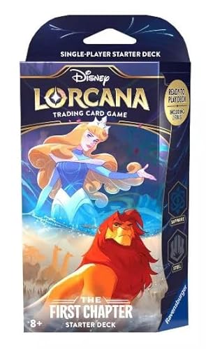 Disney LORCANA - The First Chapter Starter Deck - Englisch + Heartforcards® Versandschutz (Sapphire/Steel) von HEART FOR CARDS