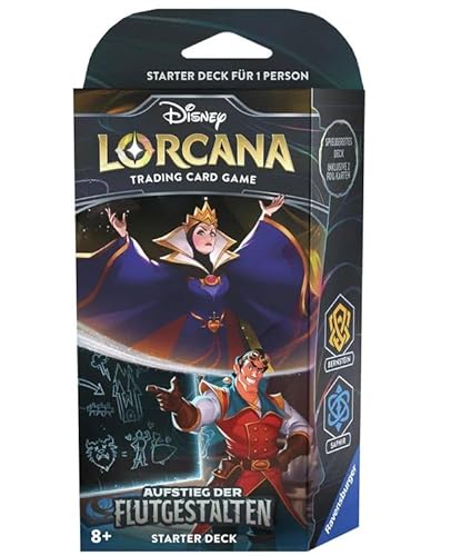 Disney Lorcana - Aufstieg Der Flutgestalten - Starter Deck - DEUTSCH + Heartforcards® Versandschutz (Saphir/Bernstein) von HEART FOR CARDS