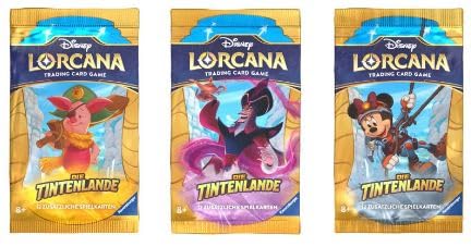 Disney Lorcana - Booster Die Tintenlande - mit 12 brandneuen Karten pro Booster - DEUTSCH + Heartforcards® Versandschutz (3 Booster) von HEART FOR CARDS