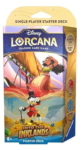 Disney Lorcana - Into The Inklands - Starter Deck - ENGLISCH + Heartforcards® Versandschutz (Ruby/Sapphire) von HEART FOR CARDS