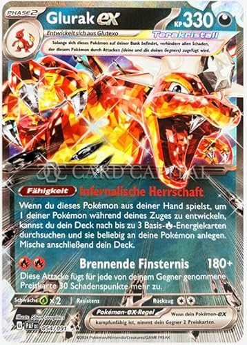 Glurak ex (Charizard ex) – OBF 125 – Obsidianflammen – Pokémon Einzelkarte Deutsch – Tera Rare – Fähigkeit: Infernalische Herrschaft – Holo + Heartforcards® Versandschutz von HEART FOR CARDS