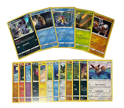 HEART FOR CARDS 20 offizielle französische Pokéman-Karten mit 4 glänzenden – ohne Duplikate – Pokeman-Karten für Kinder + Heartforcards® Versandschutz von HEART FOR CARDS