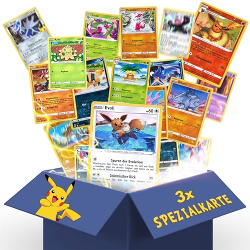 Heartforcards® 20 Original Verschiedene Pokemon Karten | Deutsch |1 Seltene | 2 Holo | 1 zufällige Pikachu/GIumanda/EvoIi | Sammelkarten aktuelle Sets | für Weihnachten + Versandschutz (20 Karten) von HEART FOR CARDS