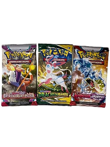 HEART FOR CARDS Heartforcards Versandschutz kompatibel mit Booster Packungen + 3 PKM deutsche Packs Originale Mystery Sammelkarten von HEART FOR CARDS