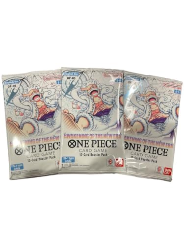 One Piece - Awakening of The New Era - Booster Pack OP05 - Englisch - OVP (Originalverpackt) + Heartforcards® Versandschutz (3 Booster Packs) von HEART FOR CARDS