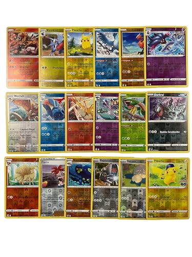 Original 20 Pokemon Karten Reverse Holo Glitzer, deutsch seltene Pokémon Karten Holographische Reverse Verschiedene Karten aus aktuelle Sets + Heartforcards® Versandschutz von HEART FOR CARDS