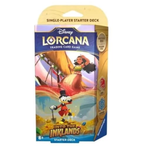 PRE-Order Disney LORCANA - INTO The INKLANDS Starter Deck - ENGLISCH + Heartforcards® Versandschutz (Ruby/Sapphire) von HEART FOR CARDS