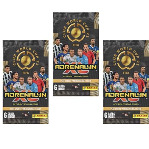 Panini FIFA Club WM 2025 Trading Cards – 3X Boosterpacks – Adrenalyn XL Kollektion + Heartforcards® Versandschutz von HEART FOR CARDS