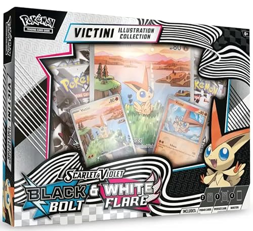 Pokémon Black Bolt & White Flare – Victini Illustration Kollektion [Englisch] | 4 Booster, 2 Promokarten & Jumbo-Karte | Mit Heartforcards® Versandschutz von HEART FOR CARDS