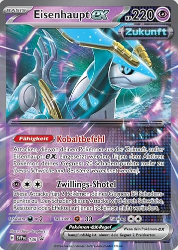 Pokémon Karte Eisenhaupt ex – SVP146 – Deutsch – Karmesin & Purpur Promo – Seltenheit: Promo – Boosterfrisch – Einzelkarte für Sammlung & Deck + Heartforcards® Versandschutz von HEART FOR CARDS
