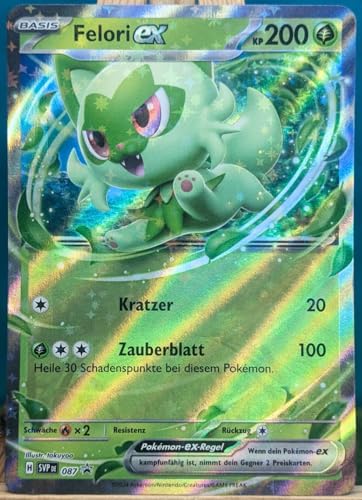 Pokémon Karte Felori ex – SVP087 – Black Star Promo – Deutsch – Karmesin & Purpur – Limitierte Promo-Karte + Heartforcards® Versandschutz von HEART FOR CARDS