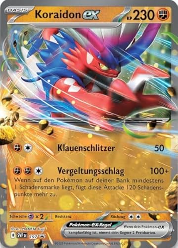 Pokémon Karte Koraidon ex – SVP197 – Schlagkräftige Legenden – Double Rare – Deutsch – Full-Art Holo Promo + Heartforcards® Versandschutz von HEART FOR CARDS