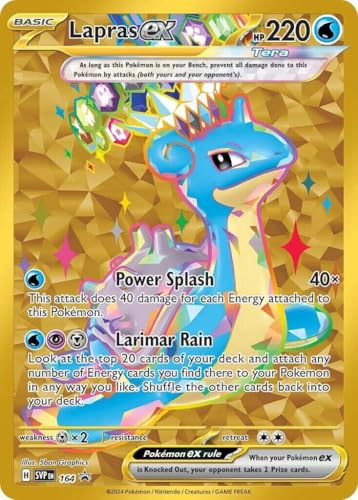 Pokémon Karte Lapras ex – SVP164 – Full Art Promo – Englisch – Ultra Premium Collection – Goldene Version + Heartforcards® Versandschutz von HEART FOR CARDS