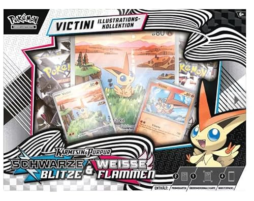 Pokémon Schwarze Blitze & Weiße Flammen – Victini Illustration Kollektion [Deutsch] | 4 Booster, 2 Promokarten & Jumbo-Karte | Mit Heartforcards® Versandschutz von HEART FOR CARDS
