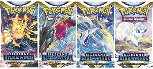 Silberne Sturmwinde 4X Booster deutsch Booster Packs 4 Booster Packungen aus Silberne Sturmwinde Sammelkarten Schwert & Schild + Heartforcards® Versandschutz (4) von HEART FOR CARDS