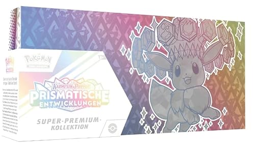 Pokémon Super-Premium Kollektion – Prismatische Entwicklungen [DE] – Evoli-ex Promo + 15 Booster + Spielmatte + Zubehör + Heartforcards® Versandschutz von HEART FOR CARDS