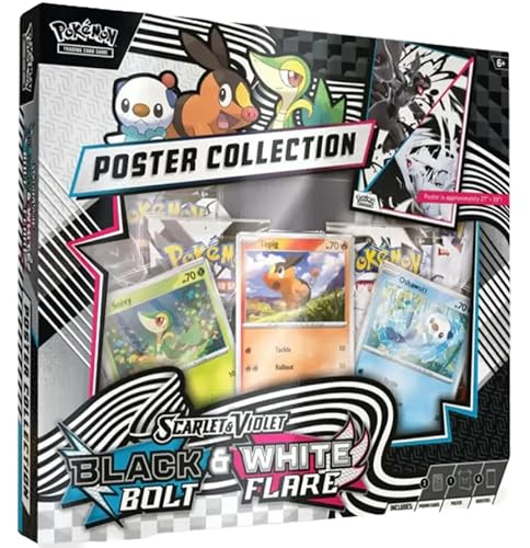 Pokémon TCG: Black Bolt & White Flare Poster Collection (SV10.5) [Englisch] – 4 Booster, 3 Promokarten + Poster | Unova Special Set | Mit Heartforcards® Versandschutz von HEART FOR CARDS