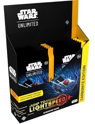 Star Wars Unlimited - Jump to Lightspeed (Umschalten auf Lichtgeschwindigkeit) – Carbonite Display Box (12 Booster Packs, Englisch) + Heartforcards® Versandschutz von HEART FOR CARDS