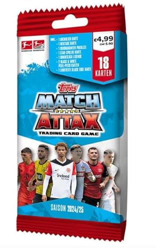 Topps Bundesliga Match Attax 2024/25 – Power-Pack mit 18 Karten inkl. Limited Edition + Heartforcards® Versandschutz – Offizielles Trading Card Pack von HEART FOR CARDS