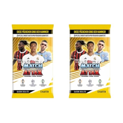 Topps Match Attax Champions League TC 2024/2025 – 2 Booster (je 12 Karten) – Sammelkarten für Fans & Sammler + Heartforcards® Versandschutz von HEART FOR CARDS