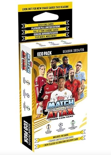 Topps Match Attax EXTRA UEFA Champions League TC 2024/2025 | Eco Pack | 36 Karten + Limitierte Karten + Explosive Talent Card | Mit Heartforcards® Versandschutz von HEART FOR CARDS