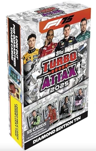 Topps Turbo Attax Formel 1® 2025 – MEGA TIN Diamond Edition | 60 Karten + 6 Limited Editions + heartforcards® Versandschutz von HEART FOR CARDS